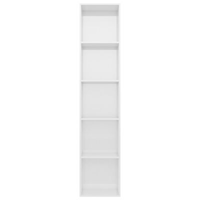 vidaXL grāmatu plaukts, spīdīgi balts, 40x30x189 cm, skaidu plāksne