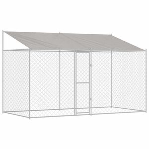 vidaXL Suņu būda ar jumtu Sudraba 400 x 200 x 256 cm Tērauds un PE