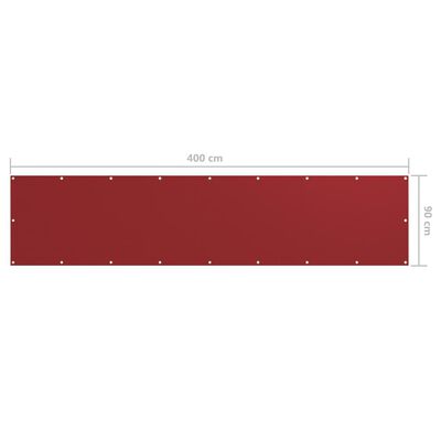 vidaXL balkona aizslietnis, 90x400 cm, sarkans audums