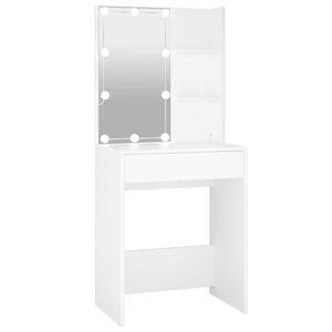 vidaXL spoguļgaldiņ&scaron; ar LED, balts, 60x40x140 cm