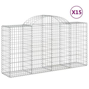 vidaXL arkveida gabiona grozi, 15gb., 200x50x100/120cm, cinkota dzelzs
