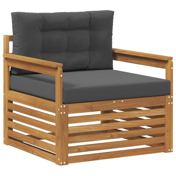 vidaXL Āra dīvānu komplekts Cieta akācijas koks un poliesters Dabiska