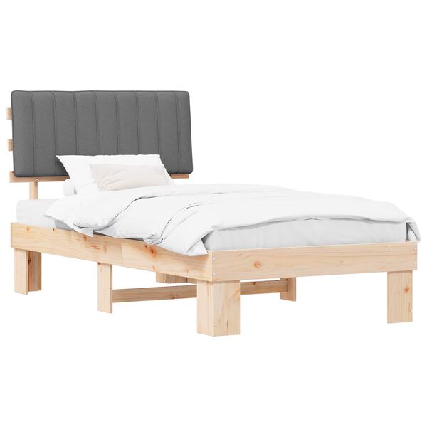 vidaXL Gultas rāmis ar polsterētu galvas balstu Gai&scaron;i pelēks