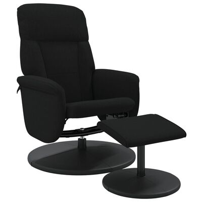 vidaXL atpūtas krēsls ar kāju soliņu, atgāžams, melns samts