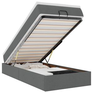 vidaXL Osmaņu gultas rāmis ar matrača tum&scaron;i pelēks 90x200 cm audums