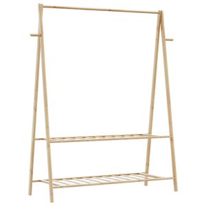 vidaXL drēbju plaukts ar plauktiem, 132x45,5x150,5 cm, bambuss