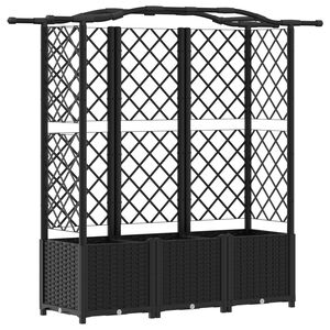 vidaXL Pacelta gulta ar treliem un jumtu Melns 163 x 40 x 141 cm PP