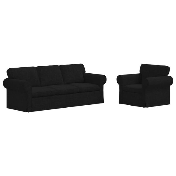 vidaXL Dīvāns 2 pcs Melna 215 x 82 x 80 cm audums