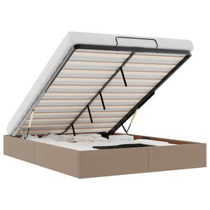 vidaXL Osmaņu gultas rāmis bez matrača kapučīno 140x200cm mākslīgā āda