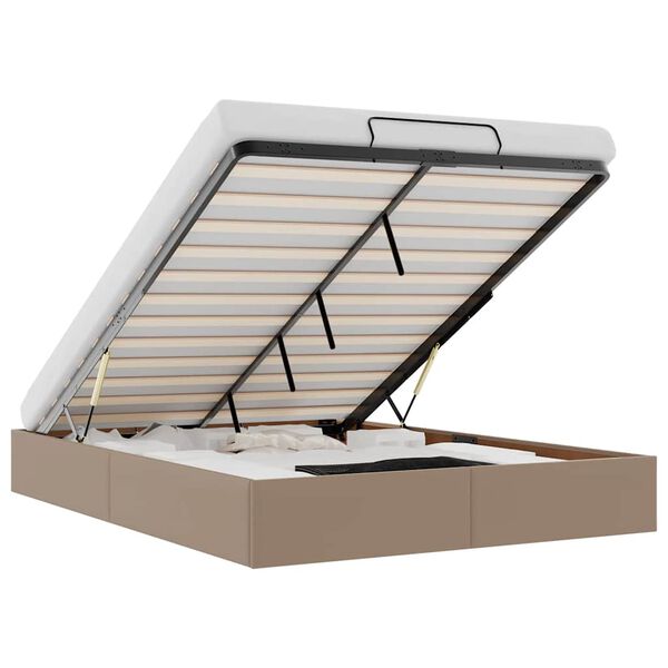 vidaXL Osmaņu gultas rāmis bez matrača kapučīno 140x200cm mākslīgā āda