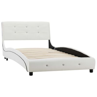 vidaXL gultas rāmis, 90x200 cm, balta mākslīgā āda