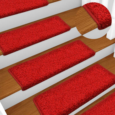 vidaXL kāpņu paklāji, 10 gab., 65x21x4 cm, sarkani
