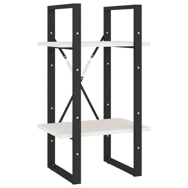 vidaXL 2-līmeņu grāmatu plaukts, balts, 40x30x70 cm, priedes masīvkoks