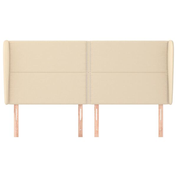 vidaXL galvgalis ar malām, 163x23x118/128 cm, krēmkrāsas audums