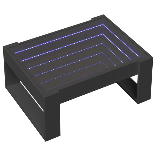 vidaXL kafijas galdiņ&scaron; ar LED, melns, 70x53x30 cm