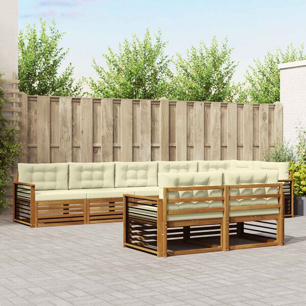 vidaXL Āra dīvānu komplekts ar spilvenu 8 pcs Dabisks un krējuma