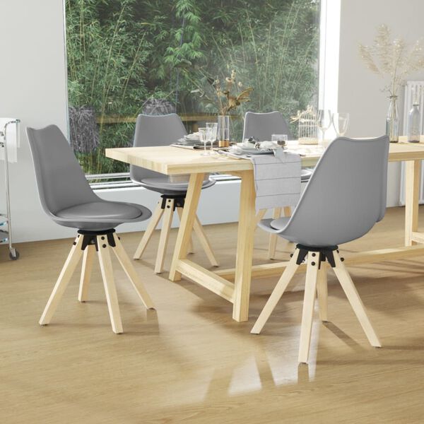 vidaXL grozāmi virtuves krēsli, 4 gab., pelēka plastmasa