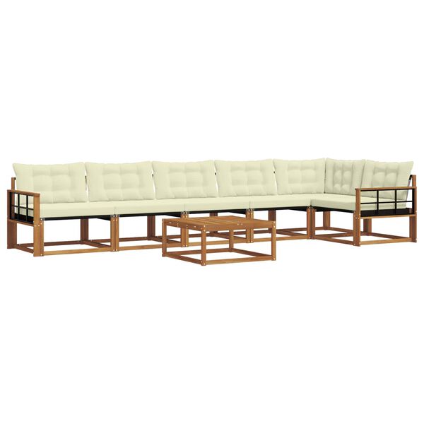 vidaXL Āra dīvānu komplekts ar spilvenu 7 pcs Dabisks un krējuma