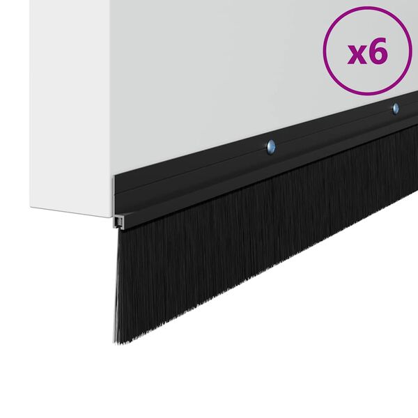 vidaXL Skrūvējami durvju birstes blīvējumi 6 pcs Melna 100 cm
