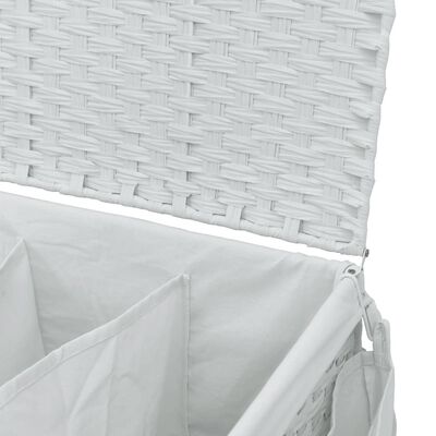 vidaXL veļas grozs ar riteņiem, balts, 60x35x60,5 cm, rotangpalma