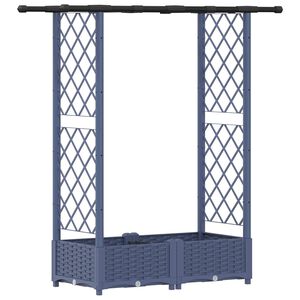 vidaXL Pacelta gulta ar treliem un jumtu Pelēka 122,5 x 40 x 121 cm PP