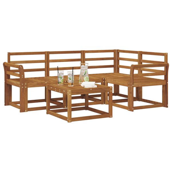 vidaXL Āra dīvānu komplekts 5 pcs Dabiska Cietā akācijas koks