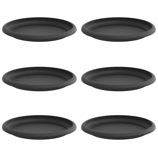 vidaXL Apaļa Ziedu Palete 6 pcs Melna &Oslash; 17,5 x 2 cm Plastmasa