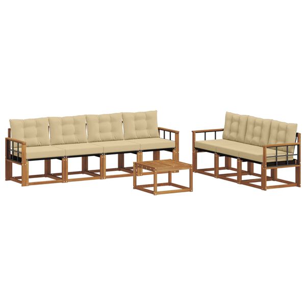 vidaXL Āra dīvānu komplekts ar spilvenu 8 pcs Dabisks un bē&scaron;s