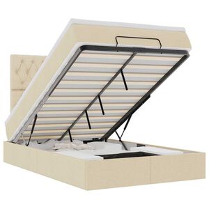 vidaXL Osmaņu gultas rāmis ar matrača krēmkrāsas 120x190cm audums