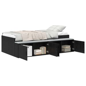 vidaXL Gultas rāmis Melns ozolkoks 90 x 200 cm Inženierijas koks