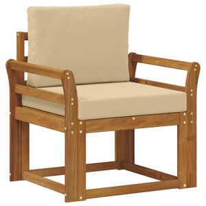 vidaXL Āra dīvāns Cieta akācijas koks un poliesters Dabiska