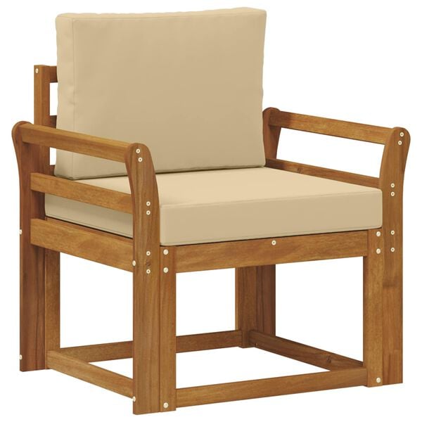 vidaXL Āra dīvāns Cieta akācijas koks un poliesters Dabiska