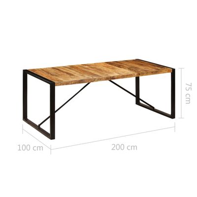 vidaXL virtuves galds, 200x100x75 cm, mango masīvkoks