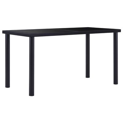vidaXL virtuves galds, melns, 140x70x75 cm, rūdīts stikls