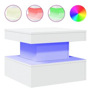 vidaXL kafijas galdiņ&scaron; ar LED, balts, 50x50x40 cm