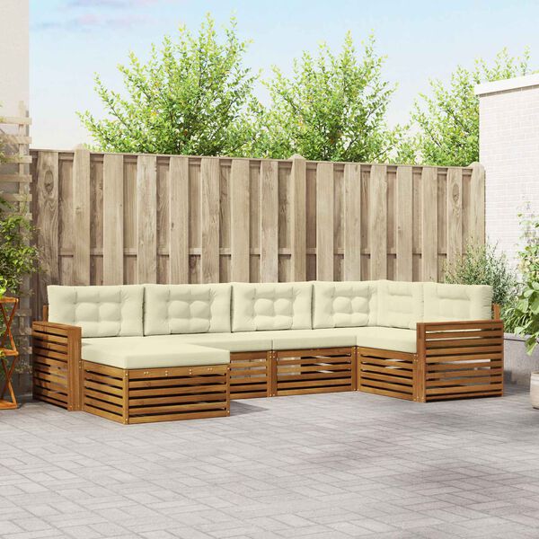 vidaXL Āra dīvānu komplekts ar spilvenu 6 pcs Dabisks un krējuma