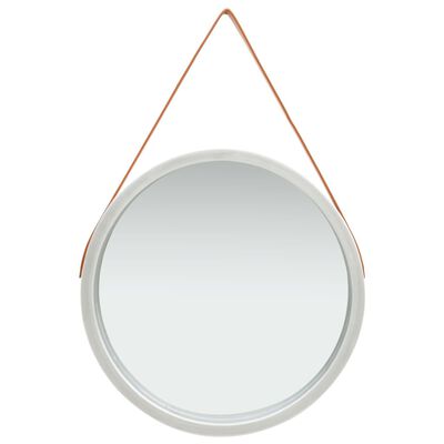 vidaXL sienas spogulis ar siksnu, 60 cm, sudraba krāsā