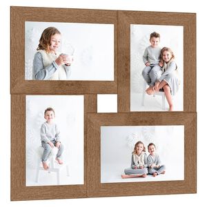 vidaXL kolāžas foto rāmis, 4x(10x15 cm) attēliem, gai&scaron;i brūns MDF