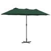 vidaXL Dārza parasols 370 x 197 x 239 cm Poliesters un alumīnijs Zaļa