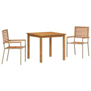 vidaXL Dārza ēdamgalds 3 gab. Bē&scaron;a Cietā akācijas koks