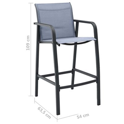 vidaXL dārza bāra krēsli, 2 gab., pelēks tekstilēns