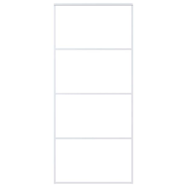 vidaXL bīdāmās durvis, 90x205 cm, matēts ESG stikls, balts alumīnijs