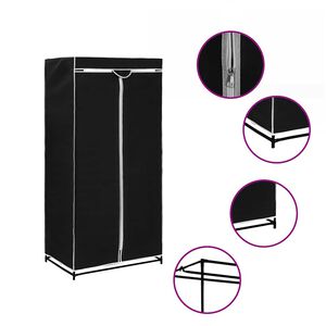 vidaXL skapis, 75x50x160 cm, melns