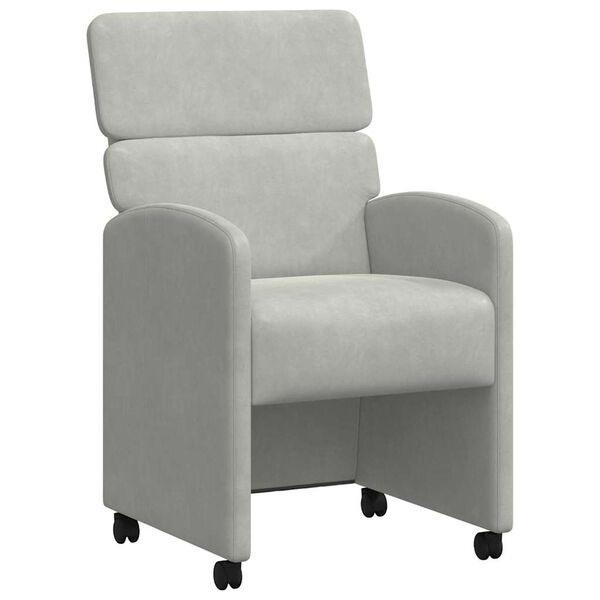 vidaXL Ēdamgalda krēsli ar ritenī&scaron;iem 2 pcs Gai&scaron;i pelēka Samts