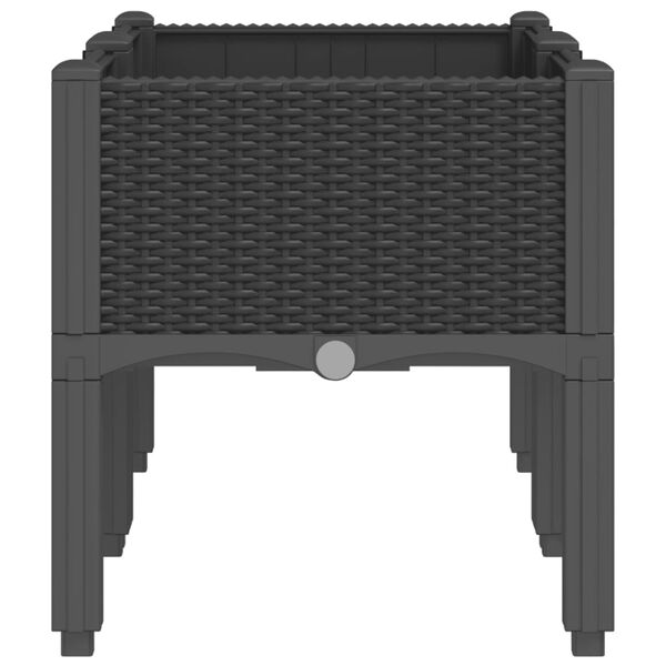 vidaXL dārza puķu kaste ar kājām, melna, 80x40x42 cm, PP