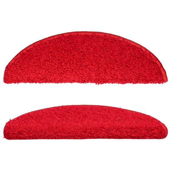 vidaXL kāpņu paklājiņi, 15 gab., 56x17x3 cm, sarkani, pusapaļi