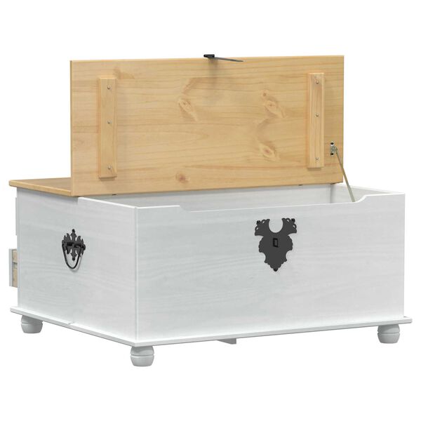 vidaXL storage box ar plauktu Balts 90 x 78 x 45 cm Ciets priedes koks