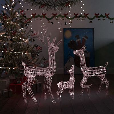 vidaXL akrila ziemeļbriežu Ziemassvētku dekorācija, 300 baltas LED