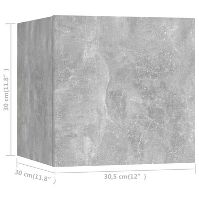 vidaXL sienas TV skapīši, 2 gab., 30,5x30x30 cm, betona pelēki