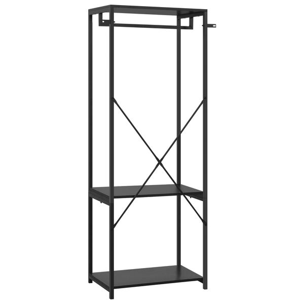 vidaXL drēbju plaukts, 60x40x167 cm, melns, metāls, skaidu plāksne